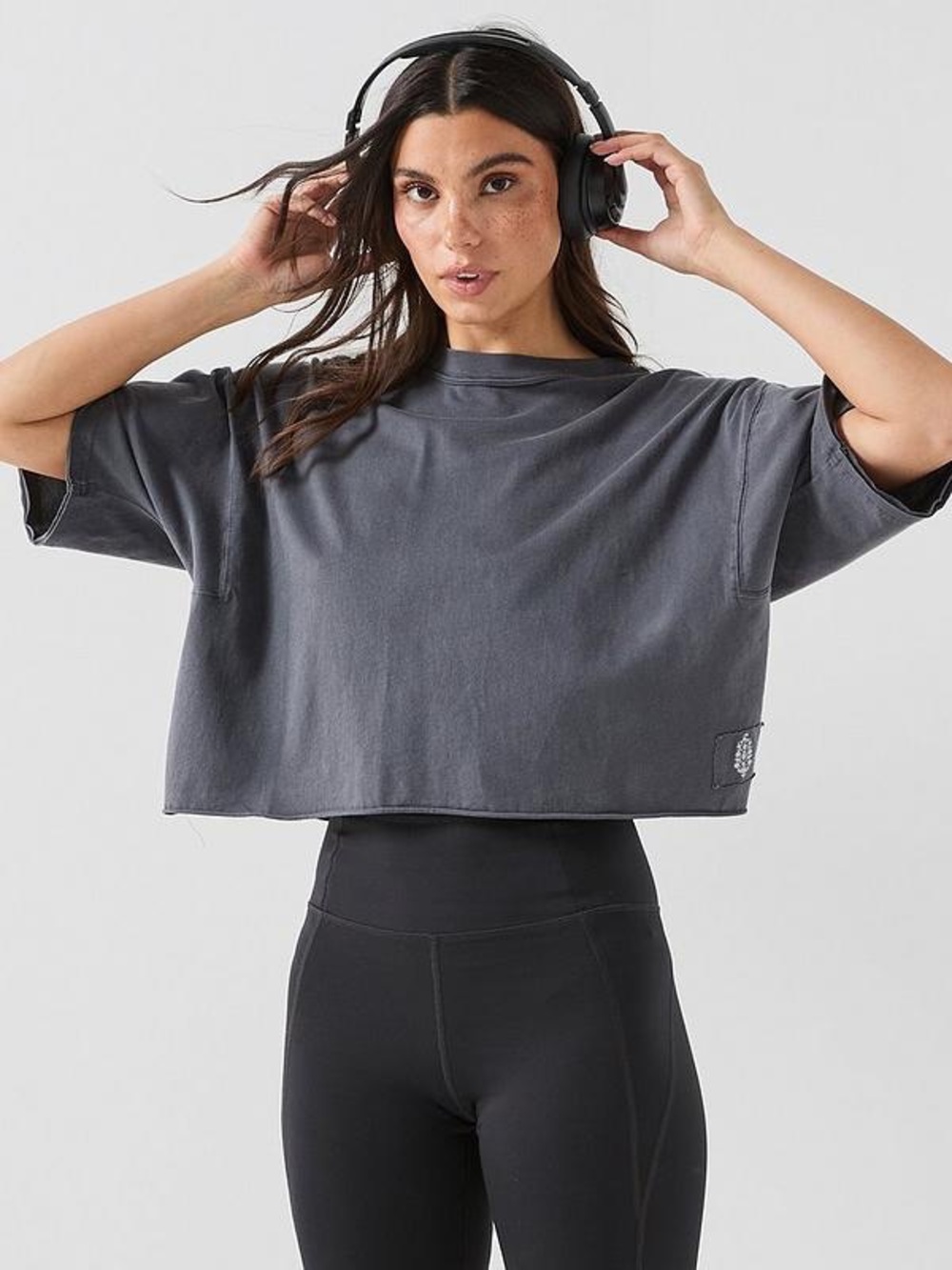Free People Movement Inspire Tee Charcoal grey 100% cotton slouchy oversize M